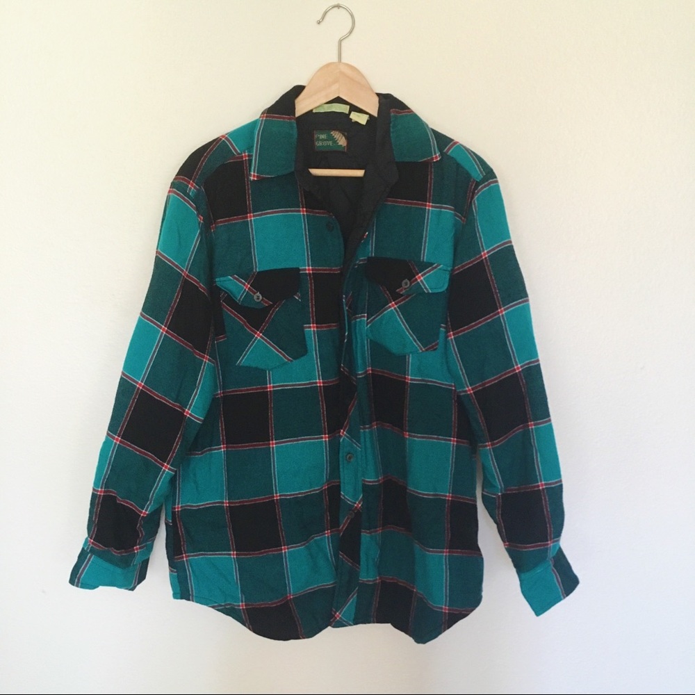 Vintage green plaid jacket with quilted lining